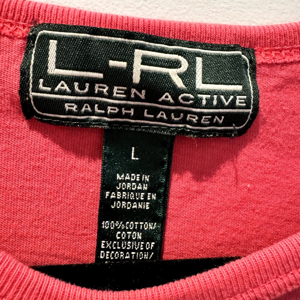 Vintage L-RL Lauren Active Ralph Lauren Preppy Pink Short Sleeve Top Size Large - Picture 6 of 6